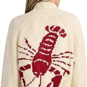 Womens Chunky Knit Lobster Cardigan with Buttons S/M